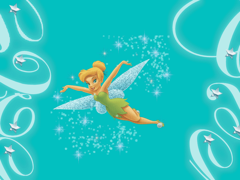 Backgrounds » Cartoons » Tinkerbell Flying with glitter.