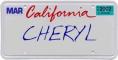 CA License Plate~Cheryl