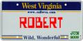 WV License Plate~ROBERT