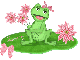 Frog with pink flowers