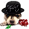 Puppy wearing hat (glitter)- Vyolet