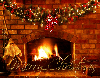 Fire Place decorated for Christmas (glitter)- Merry Christmas 