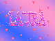 Flame Letters with rainbow background (with floating hearts)- Laura