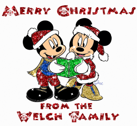 Mickey & Minnie (from Mickey's Once Upon A Christmas)- Merry Christmas from the Welch Family (sparkles)