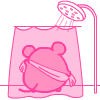pink hamster in shower