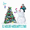 Snowman and tree with Merry Xmas text