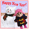Happy New Year - Kitten and Snowman