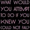 WHAT WOULD YOU ATTEMPT TO DO IF YOU KNEW YUO COUDL NOT FAIL