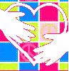 animated heart and hands, love peace happiness