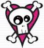 pink and black and white skull