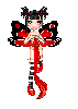 Cute Red and Black Fairy in Striped Stockings!