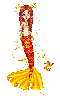 Exotic red and gold Mermaid with seahorse!