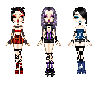 Colorful Goth Girls, red, purple, blue!