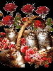 basket of kittens and roses