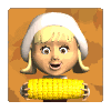 pilgrim girl eating corn