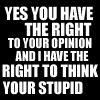 right to your opinion
