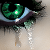 Green eye with tears