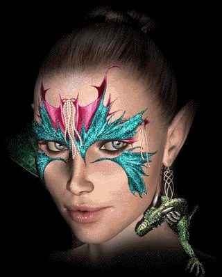 Goth Elvin Girl with Dragon