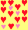 red and yellow hearts background