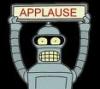 robot with applause sign
