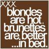 blondes are hot brunettes are better in bed