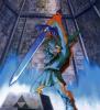 Link pulls the Master Sword from the pedestal. 