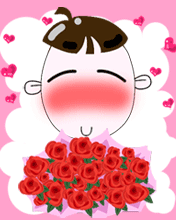 romantic lover offering roses