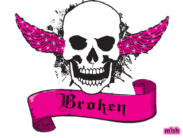 broken pink skull