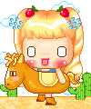 cute kawaii blonde girl on a horse