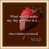 What would make my day sweeter is a...CHOCOLATE COVERED YOU!