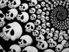 Skulls background, black and white