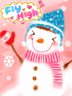 cute kawaii snowman fly high