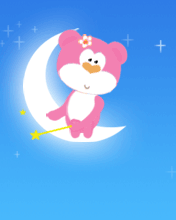 cute kawaii pink teddy on the moon i love you