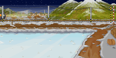 cute kawaii train scene at night