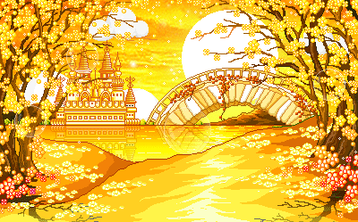 cute kawaii sunset land