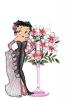 Betty Boop standing with flowers