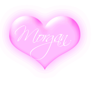 Morgan in a pink blinking heart