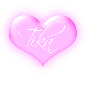 Tika in a pink blinking heart