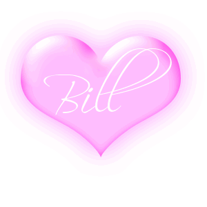 Bill in a pink blinking heart white