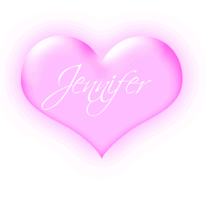 Jennifer in a pink blinking heart