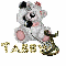 Tabby bear on phone gold